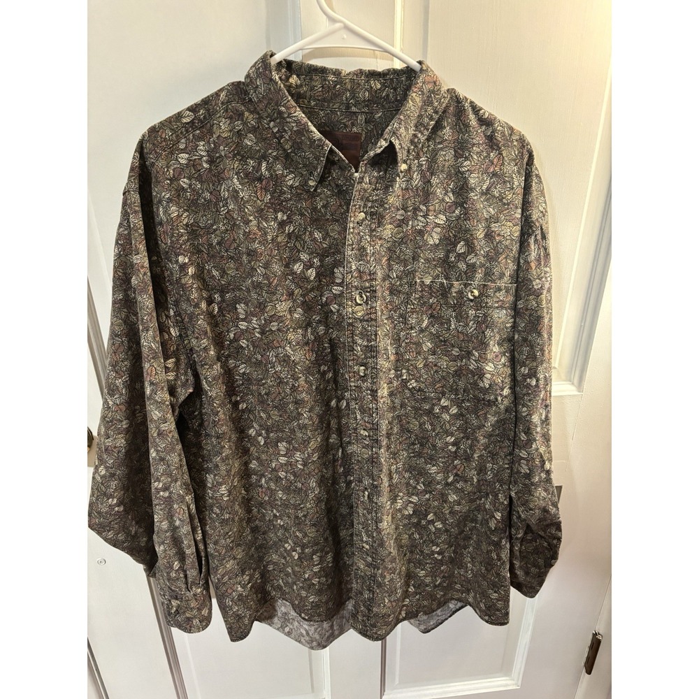 Vintage Wrangler Rugged Wear Button Up Shirt Long Sleeve XL Leaf Print Pattern